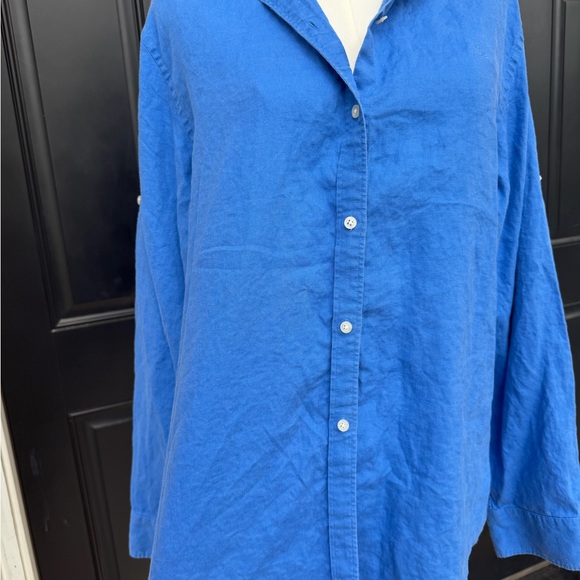 Ralph Lauren Polo Bright Blue Vintage Button-Up Shirt Women’s Large - Picture 5 of 6